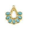 Bohemian Style 304 Stainless Steel with Dyed Synthetic Turquoise Pendants STAS-G381-01G-1