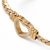 304 Stainless Steel Hollow Out Heart Link Bracelet with Cuban Link Chains for Women BJEW-P284-01G-2