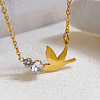 201 Stainless Steel Crystal Rhinestone Bird Pendant Necklaces for Women WG9DEBA-01-2