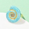 Brass Enamel Adjustable Cuff Rings for Women RJEW-G357-01F-3