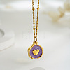 304 Stainless Steel Enamel Flat Round Pendant Necklaces for Women FS-WGF87E1-02-1