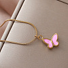Vintage 304 Stainless Steel Enamel Butterfly Pendant Necklaces for Women YX3254-3