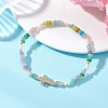 Brass Micro Pave Clear Cubic Zirconia Cross & Natural Pearl & White Jade Rondelle Beads Stretch Bracelets for Women BJEW-JB13114-01-1