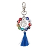 Handmade Lampwork Evil Eye & Polyester Tassel Pendant Decorations HJEW-JM02821-03-1