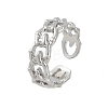 Hollow Rack Plating Brass Open Cuff Rings RJEW-D080-02P-1