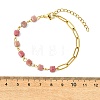 Cube Natural Gemstone Beads Link Bracelets BJEW-JB13903-5