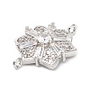 Brass Clear Cubic Zirconia Connector Snowflake Connector Charms KK-L229-079P-02-2