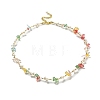 Vacuum Plating Natural & Synthetic Mixed Gemstone Chips & Plastic Pearl Beaded Necklace NJEW-B094-04G-2