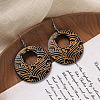 Flat Round Wood Dangle Earrings FS-WGF3184-01-1