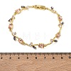 Brass Glass Flower Link Chain Bracelets KK-CBA7DFA-01G-03-5