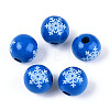 Christmas Spray Painted Schima Wood Beads WOOD-T032-35C-1