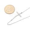 304 Stainless Steel Religion Curved Cross Pendant Cable Chain Necklaces for Women NJEW-P320-13P-5