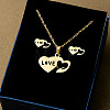 304 Stainless Steel Pendant Necklaces & Stud Earrings Sets WG82A44-29-1