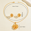 Hollow Brass Flower Stud Earrings & Pendant Necklaces Sets for Women MA5194-5