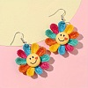 Smiling Face with Sunflower Alloy Resin Dangle Earrings FS-WG8F2AA-01-3