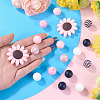1Bag Sunflower & Round Silicone Focal Beads SIL-TA0003-42-6