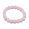 Natural Rose Quartz Bead Stretch Bracelets X-BJEW-K212-A-045-6