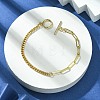 Brass Curb & Paperclip Chain Bracelet with Toggle Clasps BJEW-JB10020-2