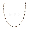 Round Synthetic Non-Magnetic Hematite & Quartz Crystal & Natural Tiger Eye and Glass Twisted Bugle Beaded Necklaces NJEW-JN05726-7