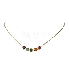 Natural Multicolor Tourmaline Faceted Beaded Pendant 304 Stainless Steel Boston Link Chain Necklaces NJEW-JN06419-02-3