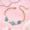 Synthetic Turquoise & Shell Pearl Beaded Link Bracelets BJEW-JB13807-3