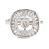 Brass Micro Pave Cubic Zirconia Adjustable Ring Components KK-CBAC351-03P-1