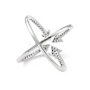 Cubic Zirconia Criss Cross with Arrow Open Cuff Ring RJEW-K240-04P-2