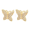 Brass Micro Pave Clear Cubic Zirconia Stud Earrings EJEW-F400-02D-G-2