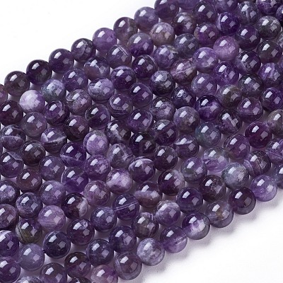 Natural Amethyst Round Bead Strands X-G-L170-6mm-03-1