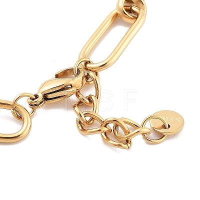 Golden Tone 304 Stainless Steel Enamel Rectangle Link Chain Bracelets for Women BJEW-K249-03G-02-1