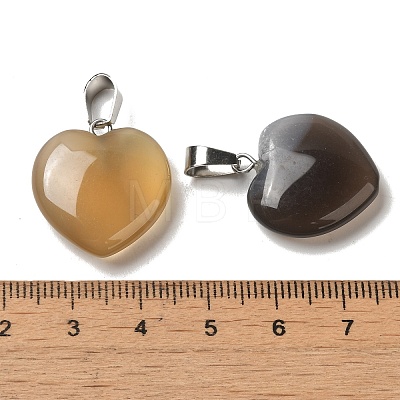 Heart Natural Grey Agate Pendants G-Q438-11-1