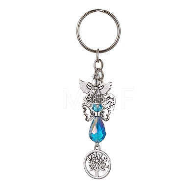 Glass Angel & Alloy Tree of Life Pendant Keychains KEYC-JKC00652-1