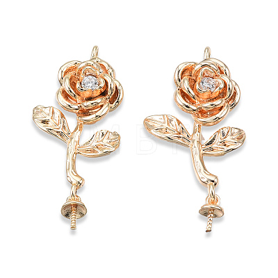 Brass Micro Pave Clear Cubic Zirconia Flower Peg Bails Pendants LS-KK-N232-464-1