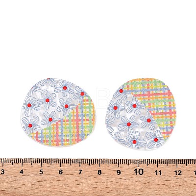 Plaid Theme Printed Acrylic Pendants OACR-T028-05D-1