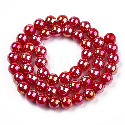 Electroplate Opaque Glass Beads Strands GLAA-T032-P6mm-AB04-1