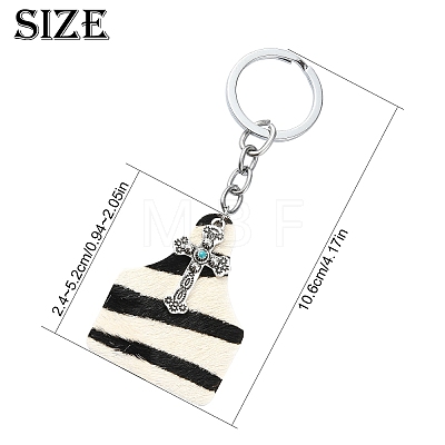 Cowhide Leather & Alloy Keychain KEYC-YW00093-01-1