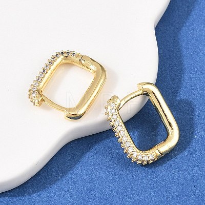 Rectangle Brass Clear Cubic Zirconia Stud Earrings EJEW-A156-12A-G-1