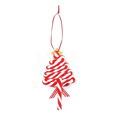 Christmas Tree Lollipop Handmade Polymer Clay Pendant Decorations HJEW-P017-02C-1