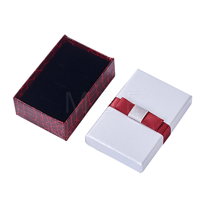 Kraft Cotton Filled Rectangle Cardboard Jewelry Set Boxes with Bowknot X-CBOX-N006-03-1
