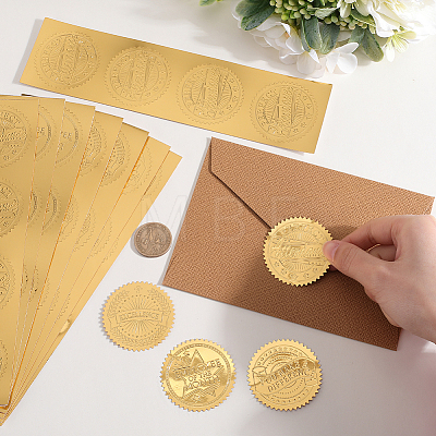 CRASPIRE 40 Sheets 4 Styles Self Adhesive Gold Foil Embossed Stickers DIY-CP0010-46-1