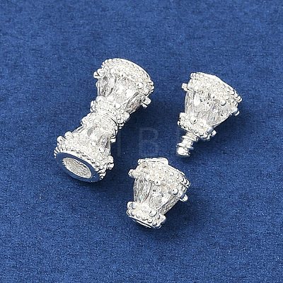 Brass Micro Pave Clear Cubic Zirconia Screw Clasps KK-H202-02B-S-1