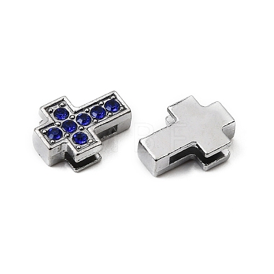 Alloy with Rhinestone Slide Charms RB-NH0002-01P-1