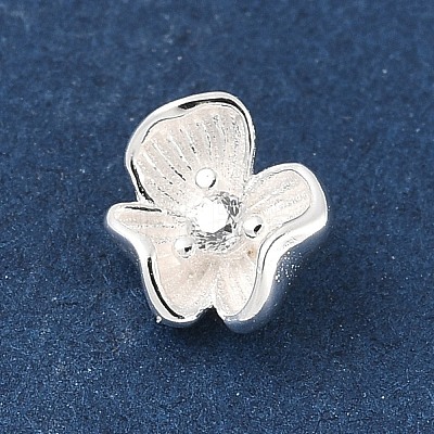 925 Sterling Silver Micro Pave Clear Cubic Zirconia Flower Charms STER-R013-09S-1