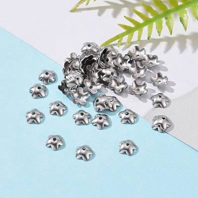5-Petal Flower Smooth Surface 304 Stainless Steel Bead Caps STAS-R065-57-1