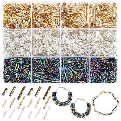 2160Pcs 9 Styles Glass Twisted Bugle Beads SEED-PA0001-28-1