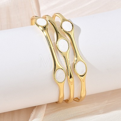 Brass Enamel Multi-strand Cuff Bangles for Women BJEW-A173-01G-02-1