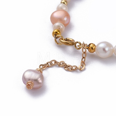 Natural Baroque Pearl Keshi Pearl Beaded Bracelets BJEW-JB05266-03-1