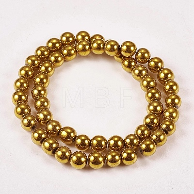 Electroplate Non-magnetic Synthetic Hematite Beads Strands X-G-J169A-8mm-04-1