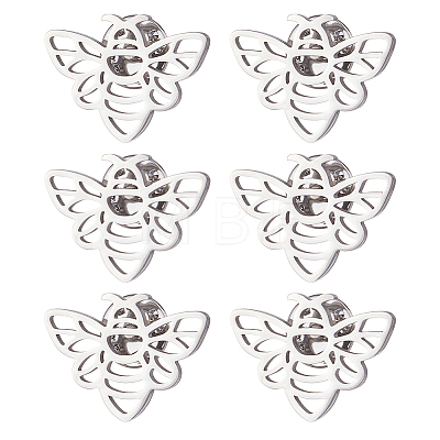 6Pcs Bees 304 Stainless Steel Lapel Pin Backs for Backpack Clothes JEWB-FH0003-11P-1