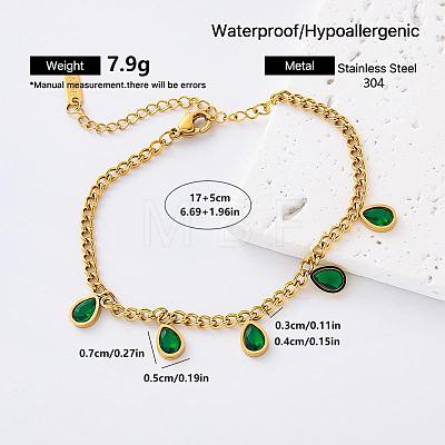 304 Stainless Steel Emerald Rhinestone Colorful Charm Bracelets EA0666-5-1